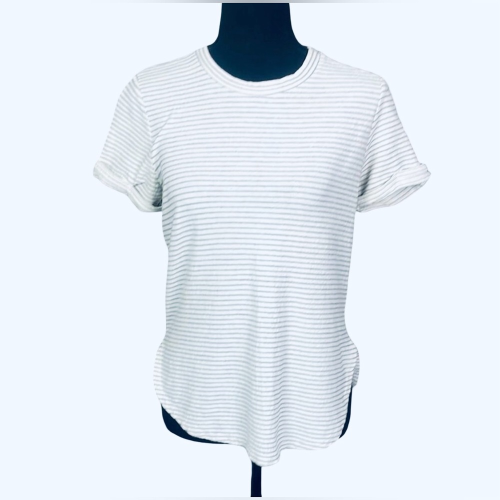 Sol Angeles White and Gray Striped Women’s Short Sleeve Tee - Size XS